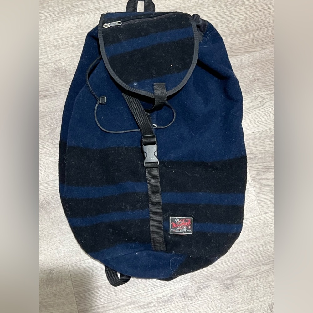 Woolrich woolen mills FW10 Daike Suzuki felt bag blue black stripe